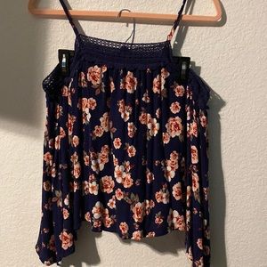 Dark blue flower print shirt